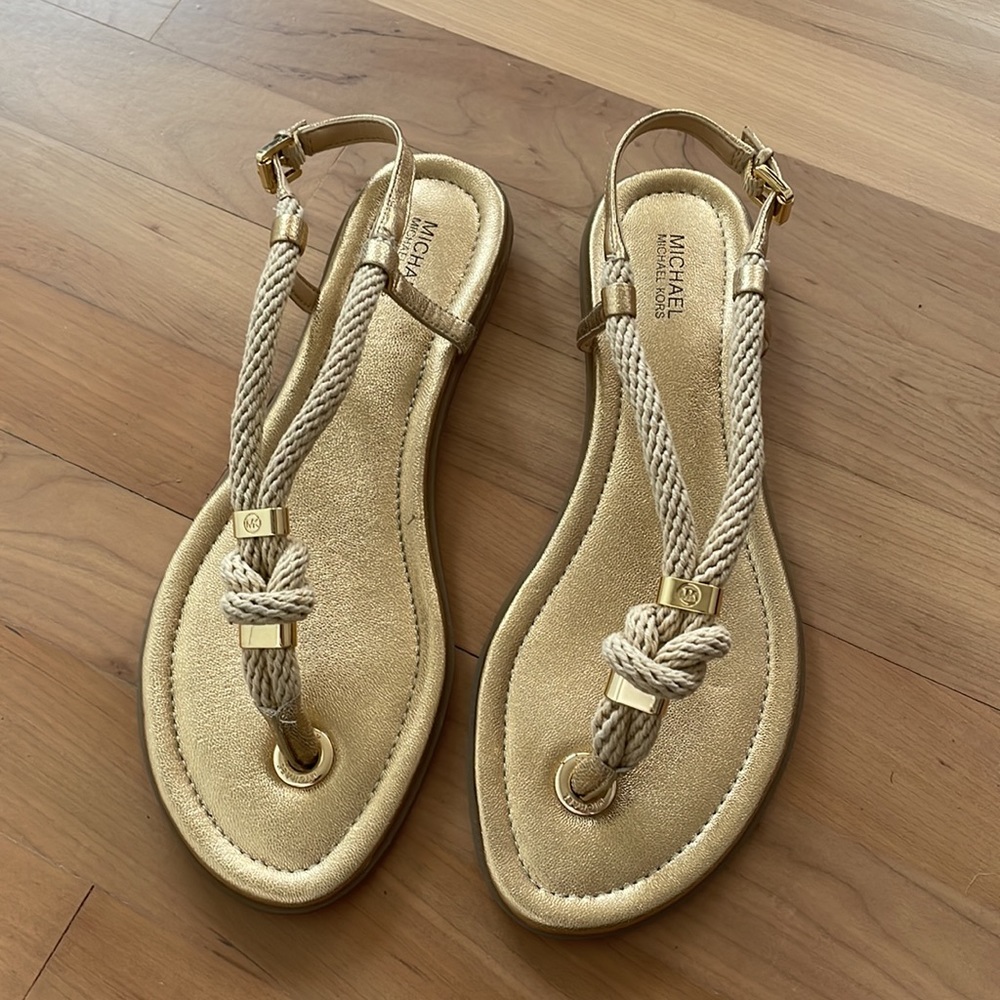 michael kors holly t-strap rope sandal